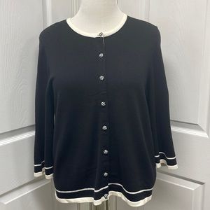 C.J. Banks Black & White Sweater Cardigan 14W (X)